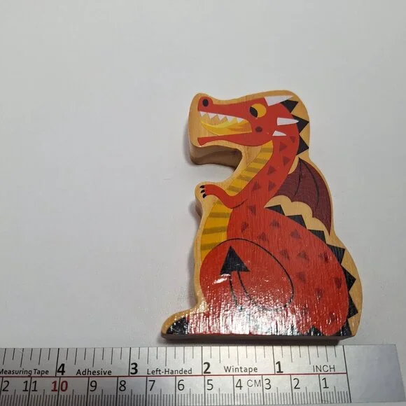 Wooden Dragon Alex Pretends Castle Figure Red Black Fire Breathing - Picture 6 of 7